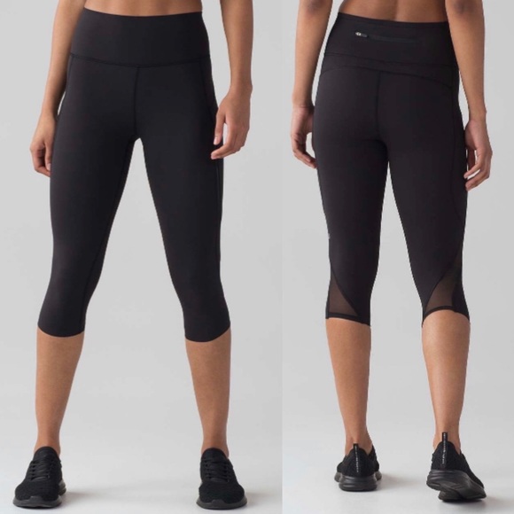 lululemon athletica Pants - Lululemon Black Pace Perfect 17” Crop Leggings